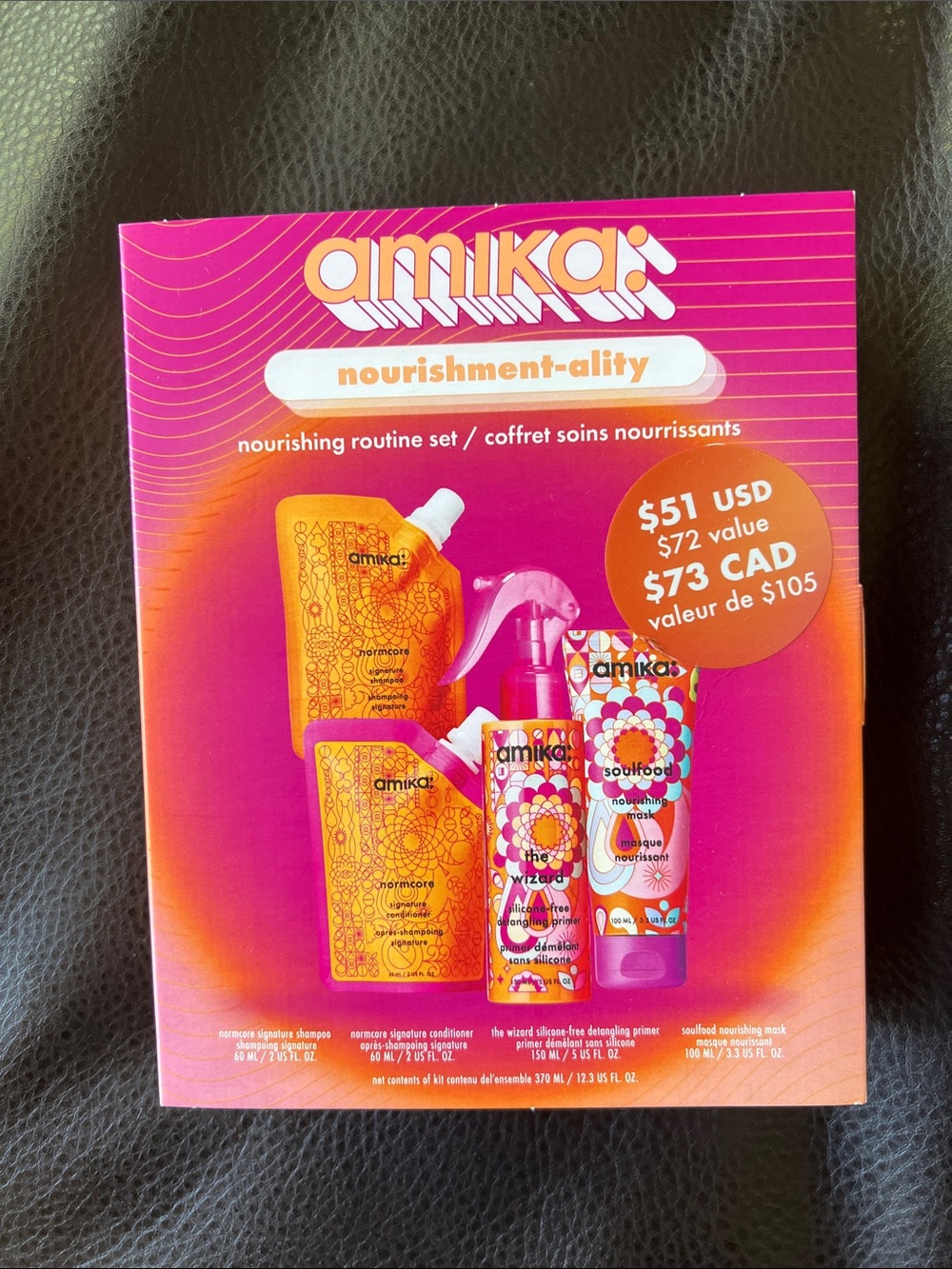 amika Nourishment-Ality Hair Set - Pink & Orange Packaging